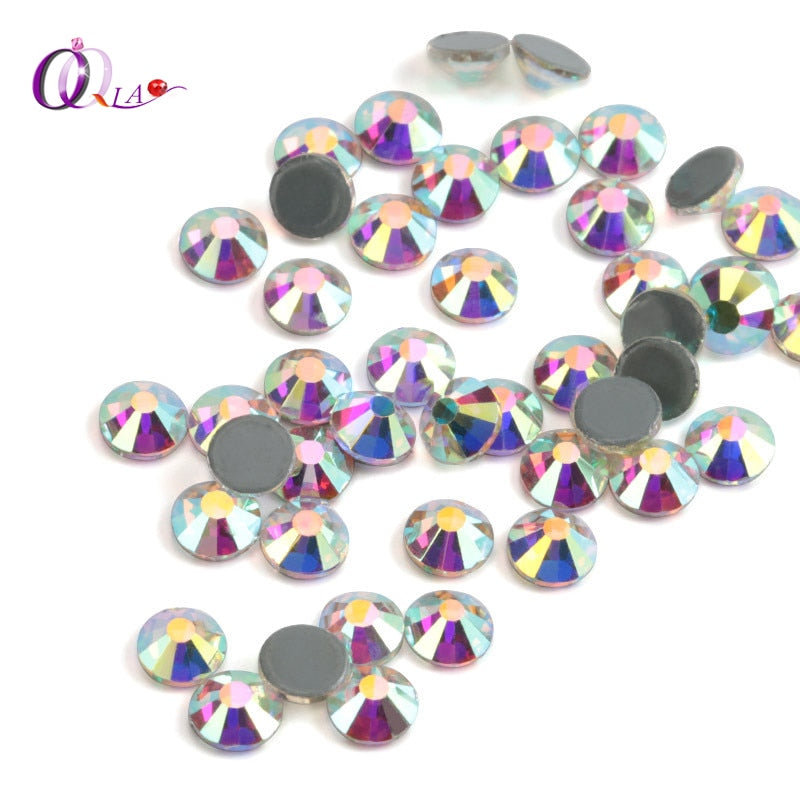QIAO Hotfix Rhinestones For Clothes High Quality Crystal AB Iron On Strass Nail Glass Stone DIY boots стразы для одежды