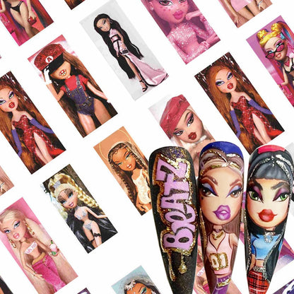 1Pc 3D Doll Design Nail Stickers Self Adhesive Transfer Decals Manicure Tip Wraps Acrylic Nails Art Sliders DIY Decoration