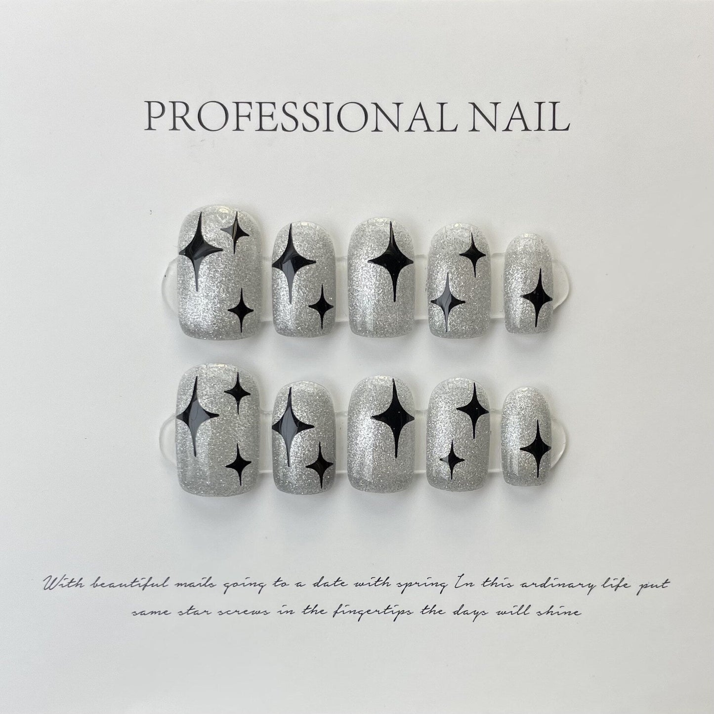 216-230 Number Gold Dust Shell Ballerina Handmade False Nails Professional Wearable Nail Art With Glue Reusable Press on Nails