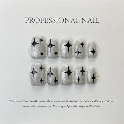 216-230 Number Gold Dust Shell Ballerina Handmade False Nails Professional Wearable Nail Art With Glue Reusable Press on Nails