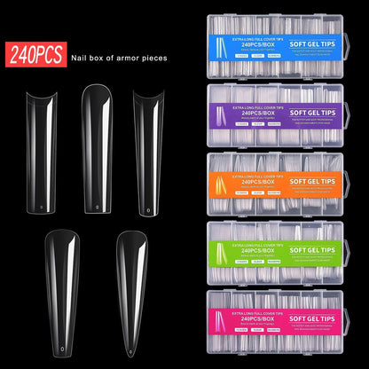 240pcs Long Half Extra False Nail XXXL Full Cover Nail Tips Transparent Press on Acrylic Salon Supply False Nails Nail Art Tool