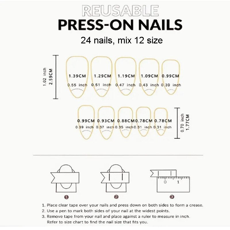 3D fake nails accessories black gold glitters french almond wearing tips faux ongles  press on acrylic false nail set supplies