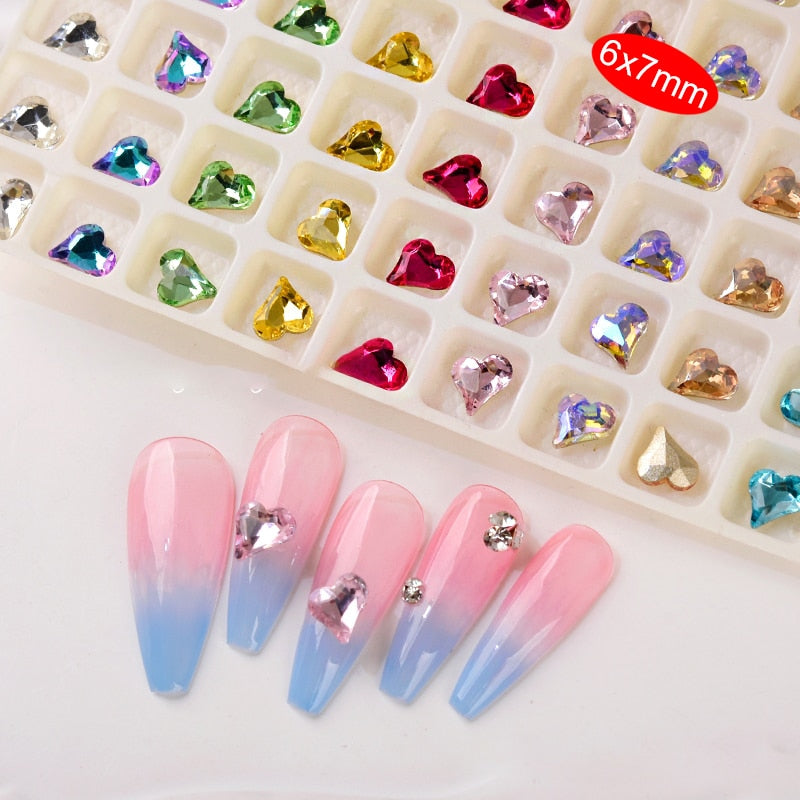 6x7 mm con punta Mini Crooked Heart Heart Art Crystal Glass Rhinestone All Match 3D Optraio DECOUZIONE DIY 30/100pcs 30/100pcs