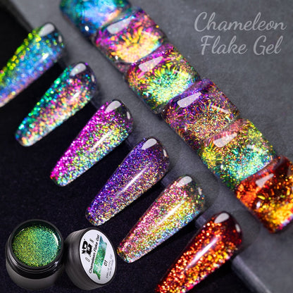 BOZLIN Chameleon Flake Gel Nail Polish Spring Color Sparkling Sequins Soak Off UV Glitter Gel Varnish Nail Art Decoration 5ML