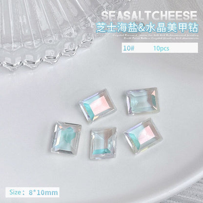 10pcs Special-shaped Crystal AB Nail Aurora Diamond Rhinestones Nail Decor Drop Rhombus Arrow Design Flatback Stones 3D Gems