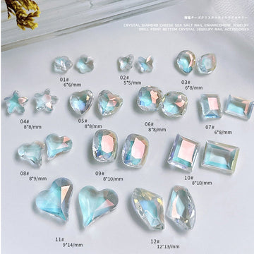 10 Uds. De Cristal AB con forma especial para uñas, diamantes de imitación Aurora, decoración para uñas, diseño de flecha rombo, piedras planas, gemas 3D 