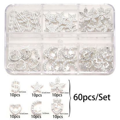 30/60 Pcs/Set Luxury Butterfly Nail Art Decorations Alloy Shiny Rhinestones Pearl Gems Zircon Diamond Charm DIY Nail Accessories