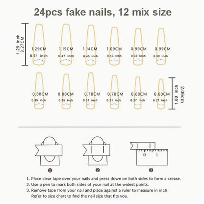 5D Spicy Girls fake nails set Beautiful butterfly with diamond designs long french coffin tips faux ongles press on false nail