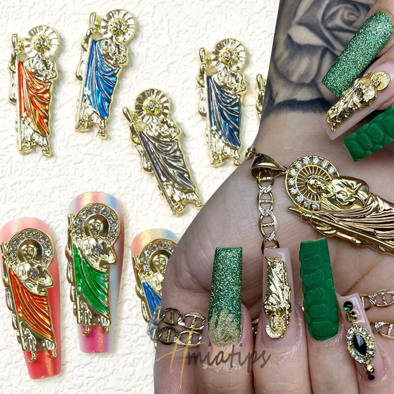 3D Ganta Muerte Nail Charms Metal Rhinestones Gems Glitter Acrylic Nail Art Jewelry Manicure Nail Decoration Accessories