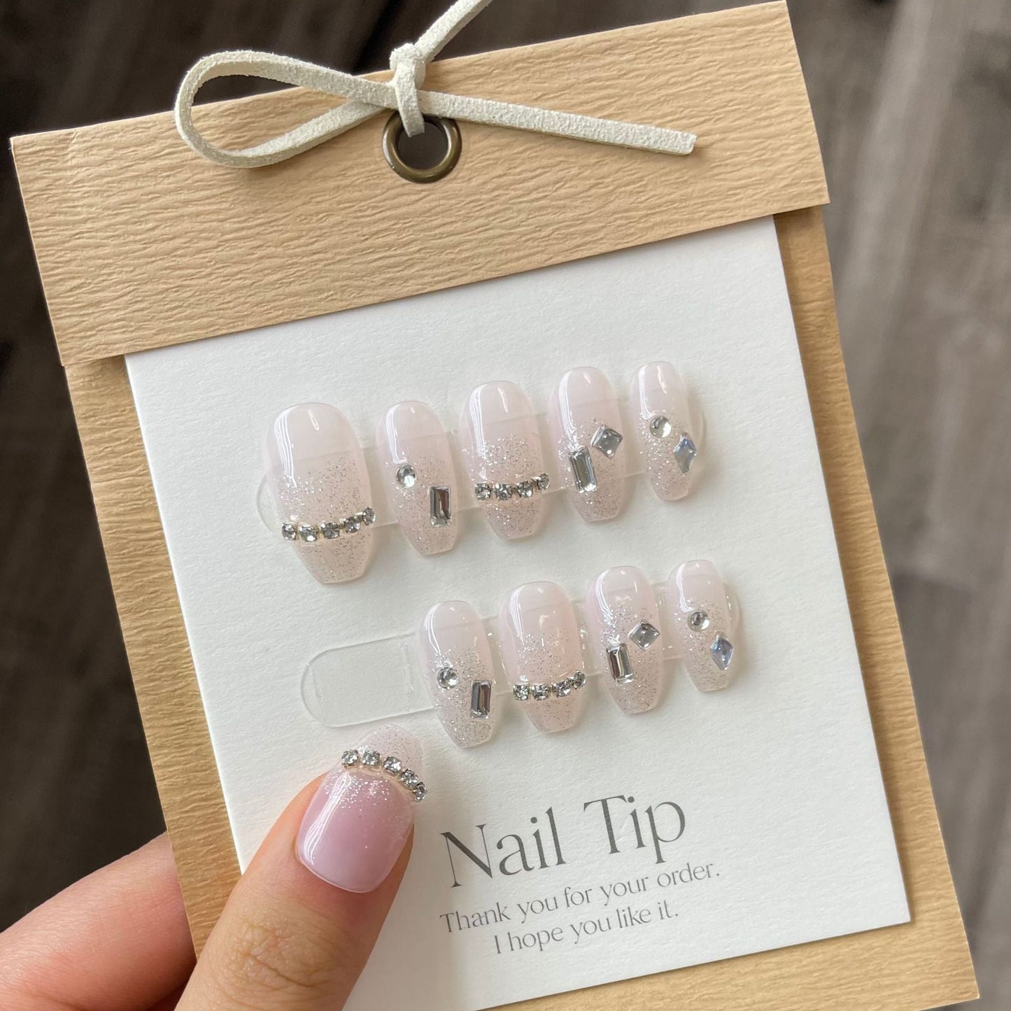 16-30 Number Advanced Leopard French Handmade Press On Nail With Bowknot Ballerina Wearable Fake Nail Artificial Korean Nail Art