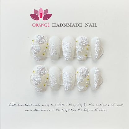 Japanese Fake Press on Nails With Design Pure Handwork High Quality Wearable Ballerina Nail Tips Artificial Korean Nail Supplies