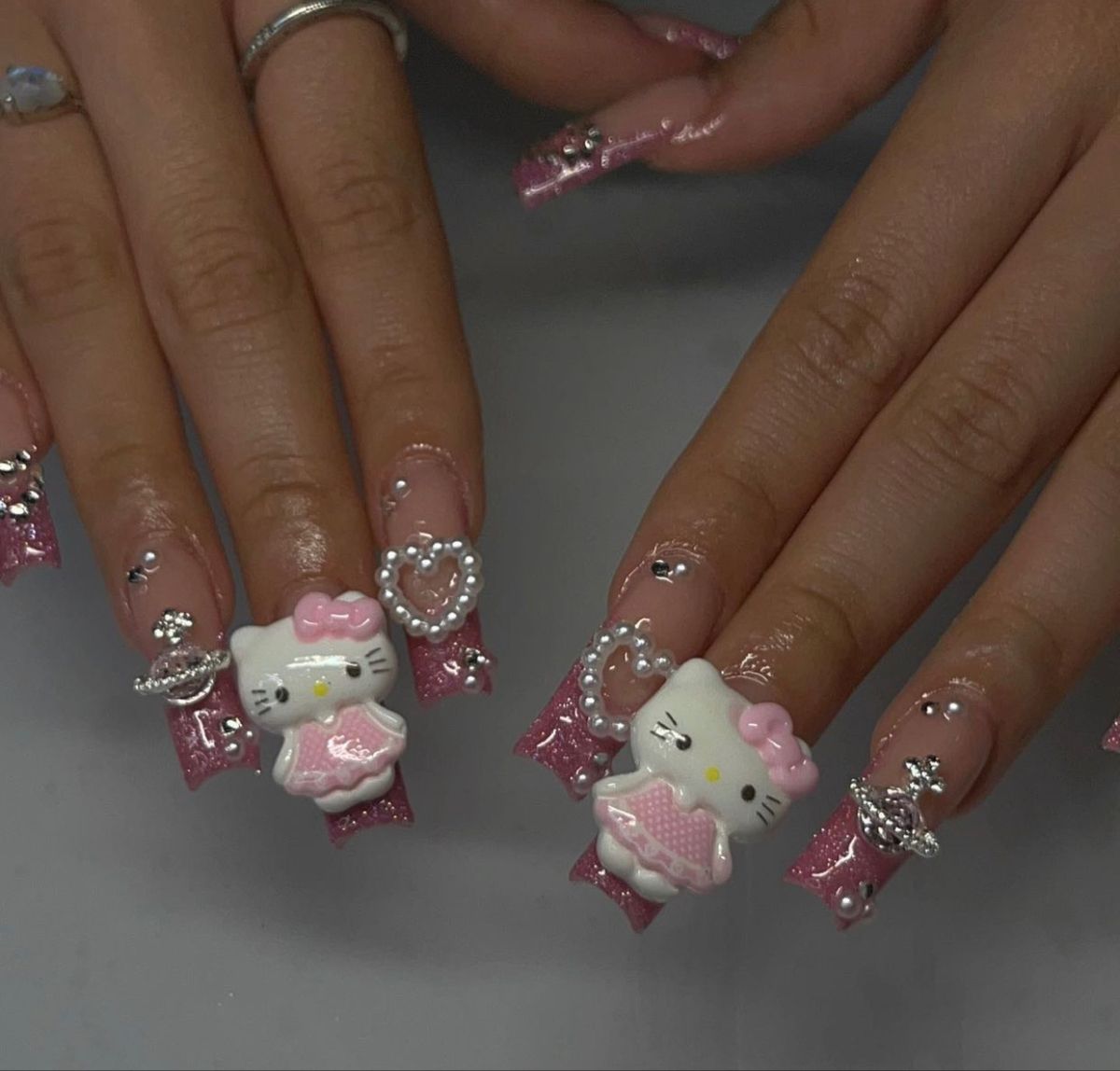 37style Sanrios Kuromi Hello Kitty My Melody Anime Y2k Europe and America Handmade Press on Nails Long Nails Design Manicure
